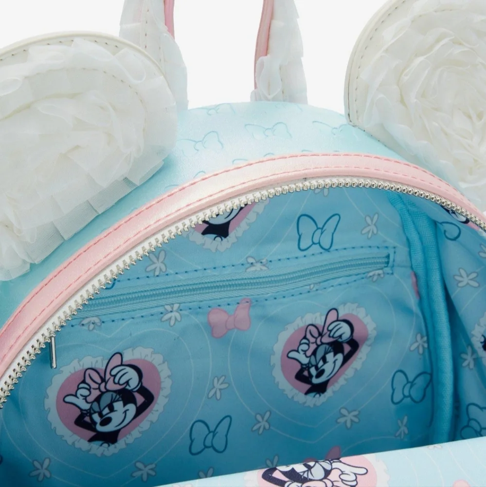 Minnie Ruffle Ears Loungefly Mini Backpack And Wallet Set - Picture 5 of 9
